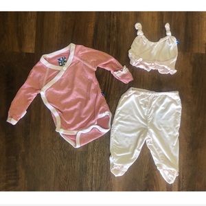 Pink & Gold Newborn KicKee Pants Kimono Set